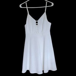 Three Pink Hearts White Dress Juniors Medium